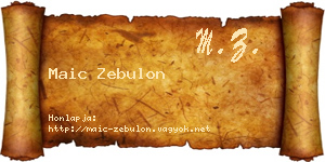 Maic Zebulon névjegykártya